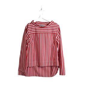 J. Crew Red & White Striped Nautical Lind Sleeve Top with Boat Neck